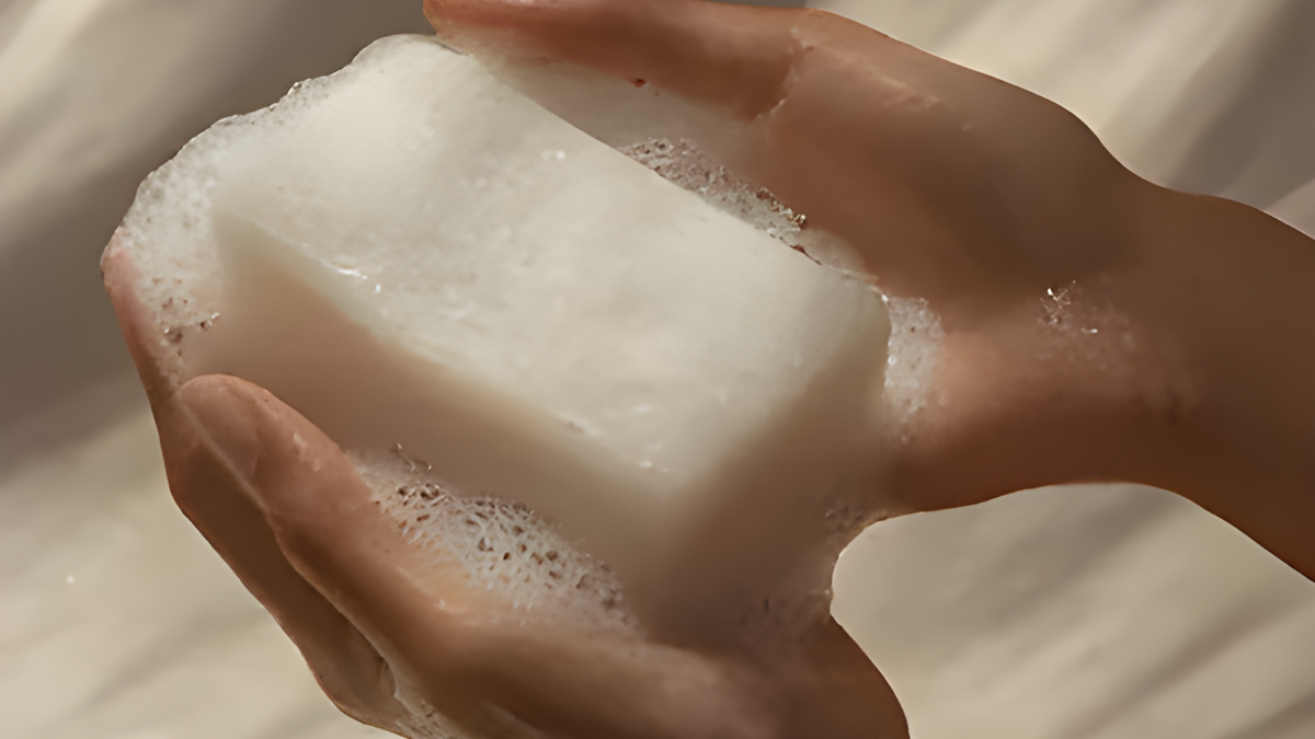 Savon naturel moussant tenu entre les mains – soin doux et artisanal pour la peau, Kaprae.