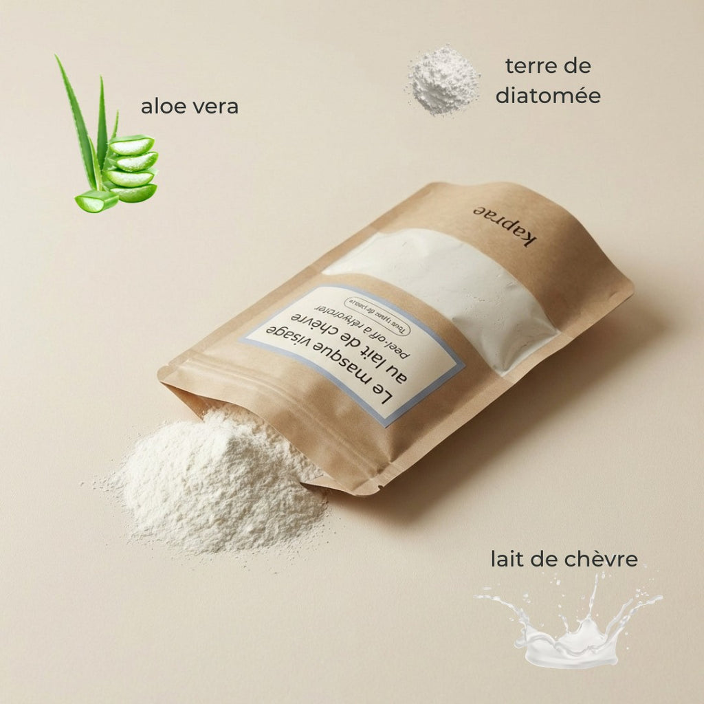 Masque visage en poudre au lait de chèvre naturel Kaprae pour peau sensible et imperfections