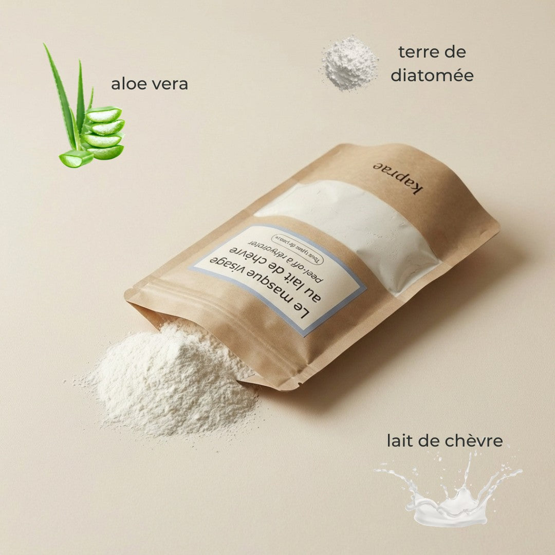 Masque visage en poudre au lait de chèvre naturel Kaprae pour peau sensible et imperfections