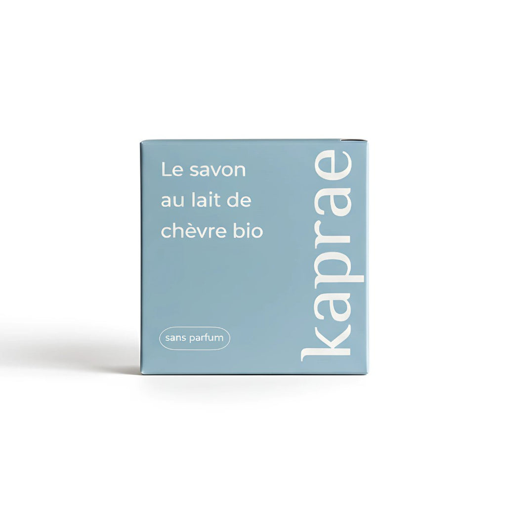 Savon au lait de chèvre bio sans parfum Kaprae, spécialement formulé pour les peaux sensibles et réactives.